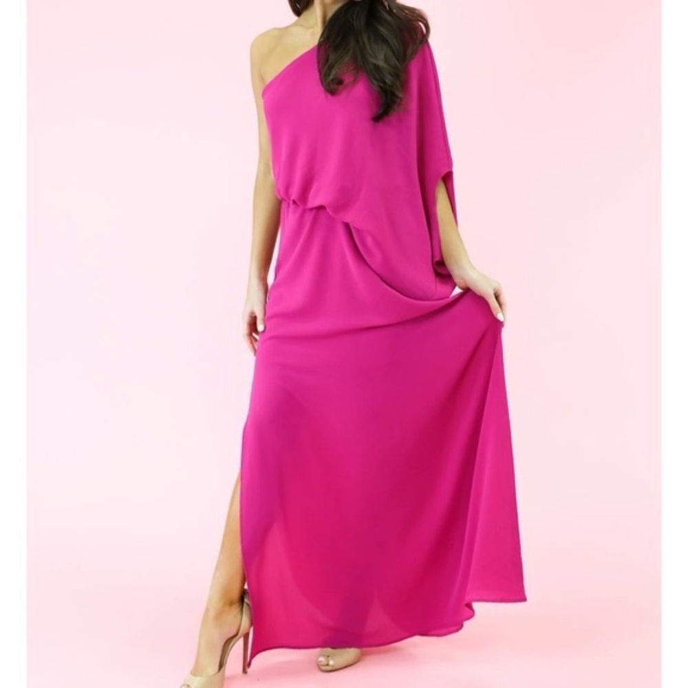 Judith March fuchsia Teggy one shoulder Maxi dress